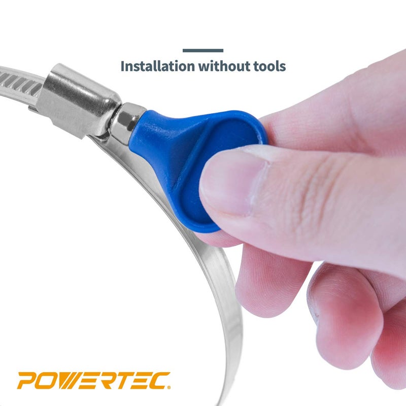 POWERTEC مشبك خرطوم من الفولاذ المقاوم للصدأ POWERTEC 70262 - 2-1/2 بوصة، قابل للتعديل، عبوة 10 لجامع الغبار، فتحة مجفف وأنابيب - Image 4